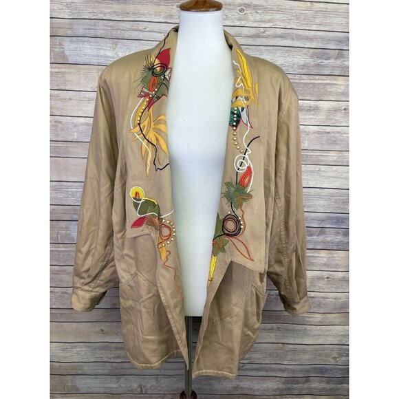 Marc D’Alcy Size 10 Vintage Jacket Embroidered Beaded Open Front Retro 80’s - Picture 1 of 10